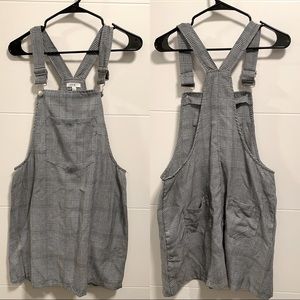 AUW cute plaid mini overall pinafore dress